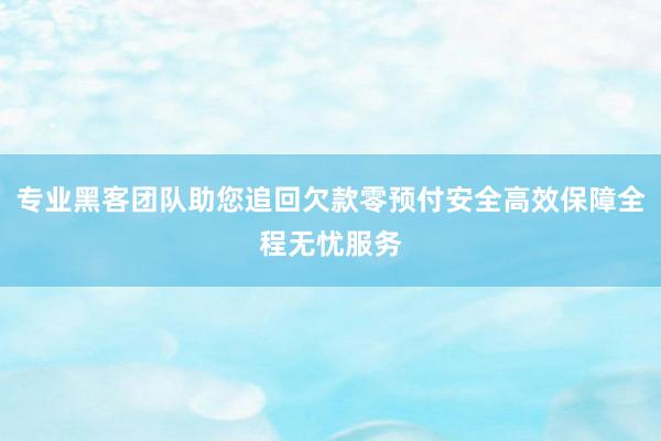 专业黑客团队助您追回欠款零预付安全高效保障全程无忧服务