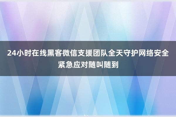 24小时在线黑客微信支援团队全天守护网络安全紧急应对随叫随到
