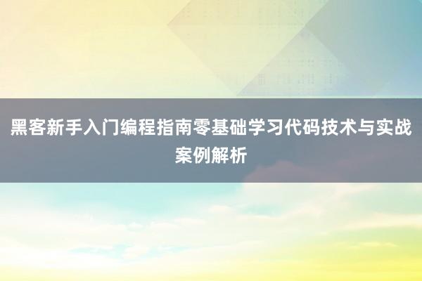 黑客新手入门编程指南零基础学习代码技术与实战案例解析